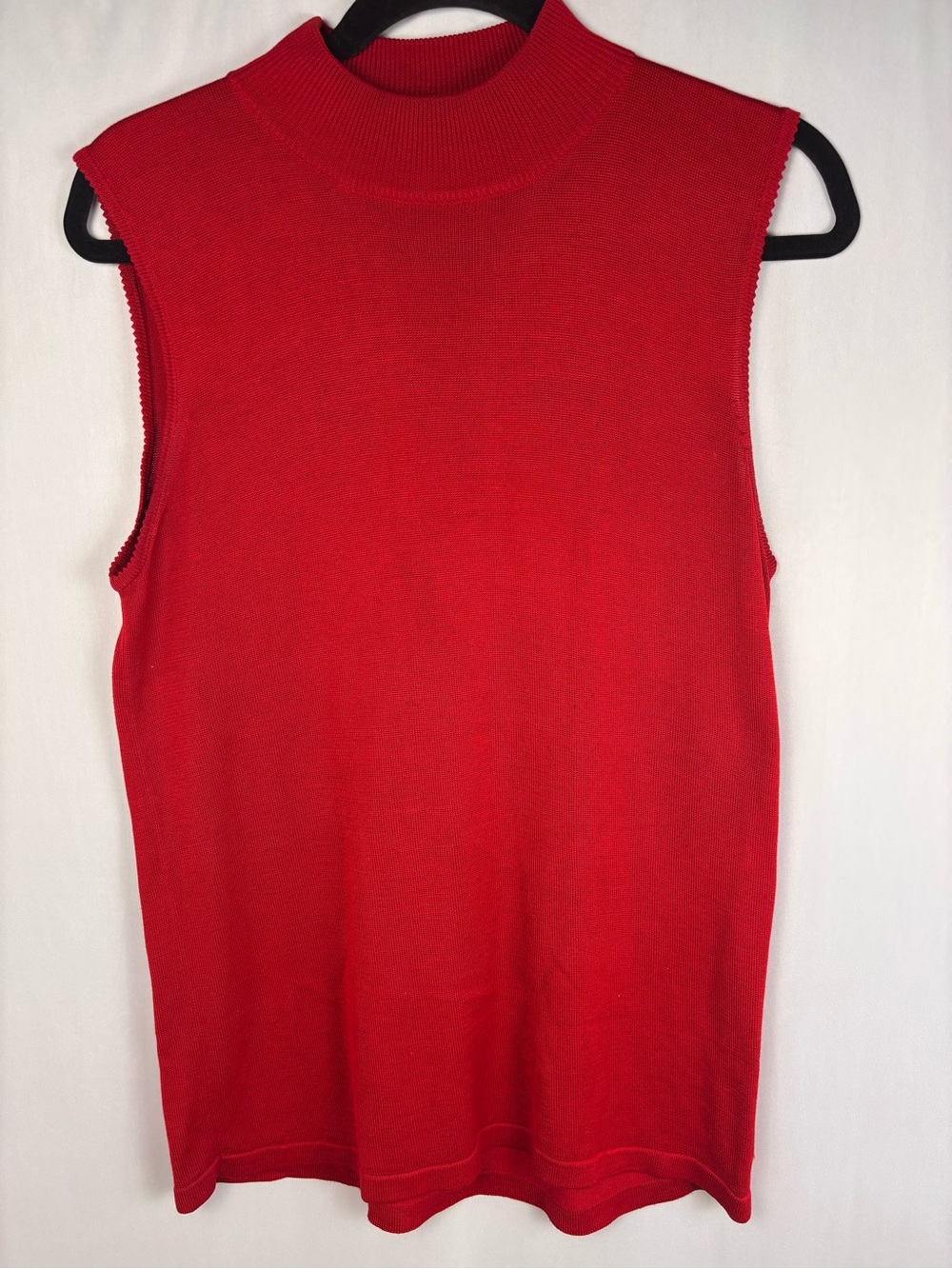 Yarnworks Red 100% Silk Sleeveless Mock Neck Top